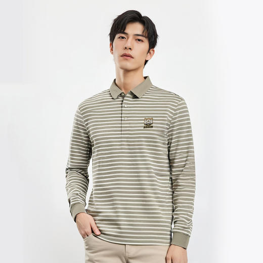 【桑蚕丝混纺】罗蒙春秋男士绣花胸标海魂衫polo衫男长袖男士polo衫长袖 商品图2