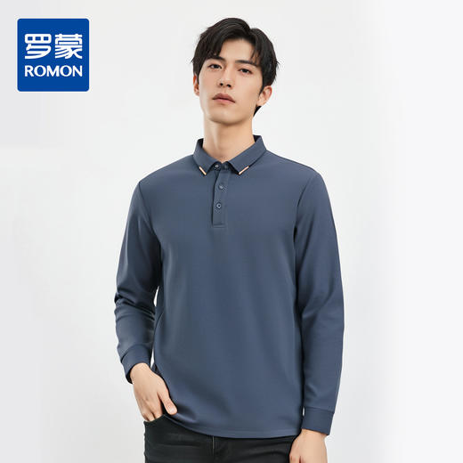 【双面含桑蚕丝】罗蒙男士春秋款经典polo衫男长袖t恤男polo衫男 商品图0