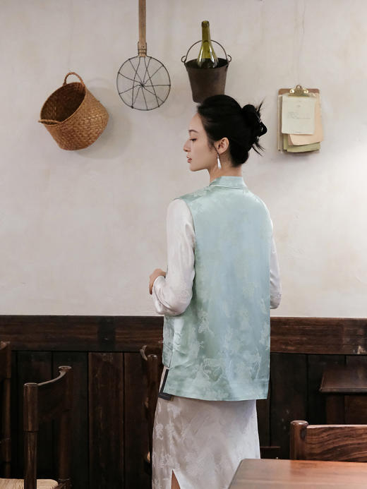 盛唐牡丹| 艾绿冠乐绉蝶恋花马甲 商品图3