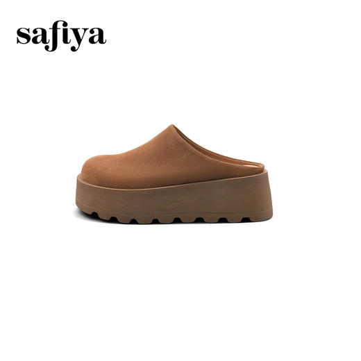 Safiya/索菲娅2025春磨砂包头厚底增高休闲一脚蹬拖鞋 SFD1110275 商品图8