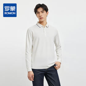 【华夫格】罗蒙春秋款男士抗皱免烫polo衫男长袖t恤男商务男士polo衫