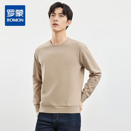 罗蒙春秋男装基础款纯色百搭卫衣男士时尚休闲圆领长袖T恤男 商品图0