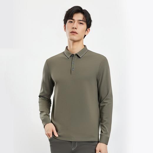 【撞色领】罗蒙春秋款男士仿丝光polo衫男长袖t恤男商务男士polo衫长袖 商品图3