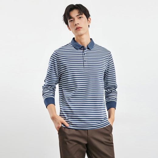 【桑蚕丝混纺】罗蒙春秋男士海魂衫商务polo衫男长袖百搭男士polo衫长袖T恤男 商品图6