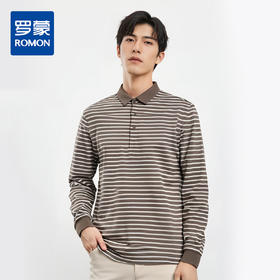 【桑蚕丝混纺】罗蒙春秋男士海魂衫商务polo衫男长袖百搭男士polo衫长袖T恤男