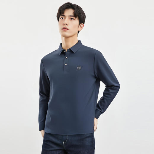 【华夫格】罗蒙男士春秋抗皱免烫polo衫男长袖t恤男商务男士polo衫 商品图3
