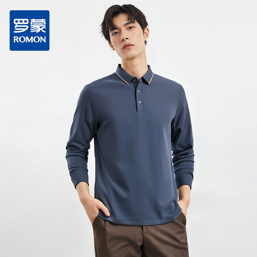 【双面含桑蚕丝】罗蒙男士经典polo衫男长袖t恤男春秋男士polo衫 商品图0
