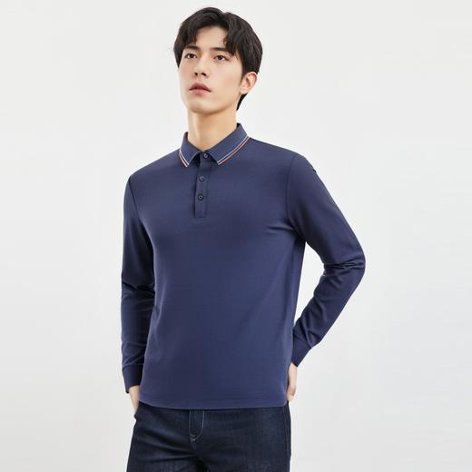 【撞色领】罗蒙春秋款男士仿丝光polo衫男长袖t恤男商务男士polo衫长袖 商品图2