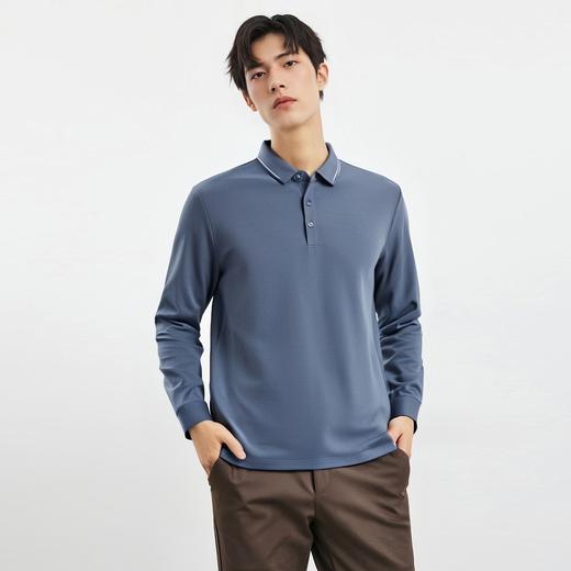 【撞色领】罗蒙春秋男士仿丝光polo衫男长袖t恤男商务男士polo衫长袖 商品图2