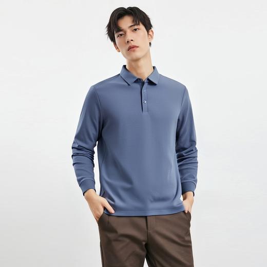 【福利款】罗蒙春秋男士仿丝光polo衫男长袖t恤男商务男士polo衫长袖 商品图1