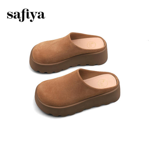 Safiya/索菲娅2025春磨砂包头厚底增高休闲一脚蹬拖鞋 SFD1110275 商品图10