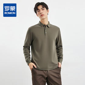 【福利款】罗蒙男士仿丝光polo衫男长袖t恤男商务男士polo衫长袖
