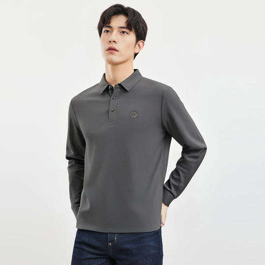 【华夫格】罗蒙男士春秋抗皱免烫polo衫男长袖t恤男商务男士polo衫 商品图2
