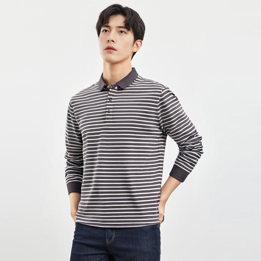 【桑蚕丝混纺】罗蒙春秋男士海魂衫商务polo衫男长袖百搭男士polo衫长袖T恤男 商品图3