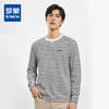 【桑蚕丝混纺】罗蒙春秋绣花胸标海魂衫t恤男长袖t恤男时尚条纹t恤长袖男 商品缩略图0