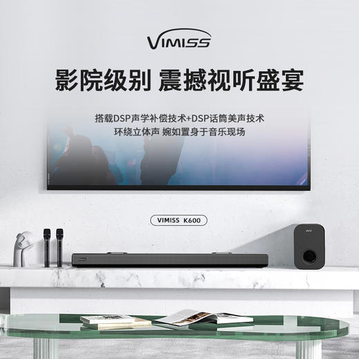 美国 VIMISS 家庭娱乐中心 高清影院卡拉OK回音璧 无线低音炮双无线麦克风套装 商品图2