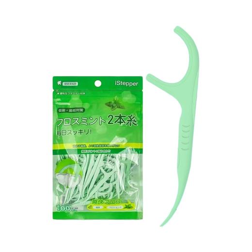 ISTEPPER 双线牙线 100支 绿茶+薄荷 商品图0