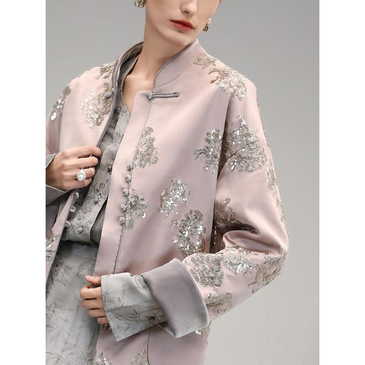 COCOBELLA新年款重工亮片刺绣新中式内里丝绒国风外套SC3020 商品图0