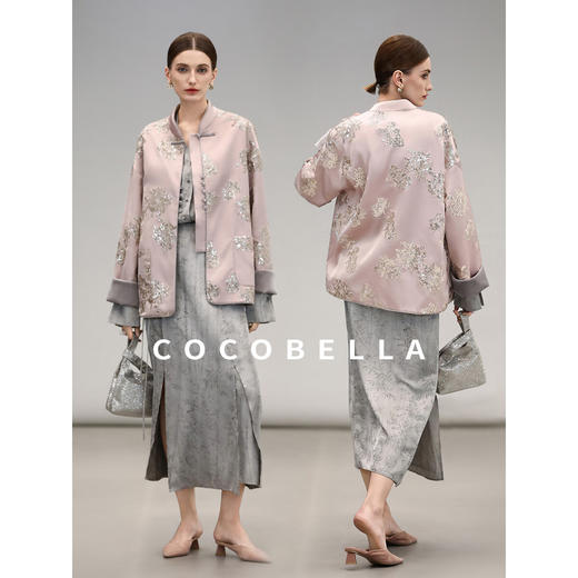 COCOBELLA新年款重工亮片刺绣新中式内里丝绒国风外套SC3020 商品图1