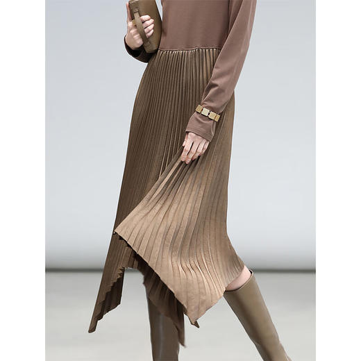 COCOBELLA手工压风琴褶拼接连衣裙赫本风不规则下摆长裙FR3067-4 商品图2