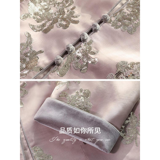 COCOBELLA新年款重工亮片刺绣新中式内里丝绒国风外套SC3020 商品图3