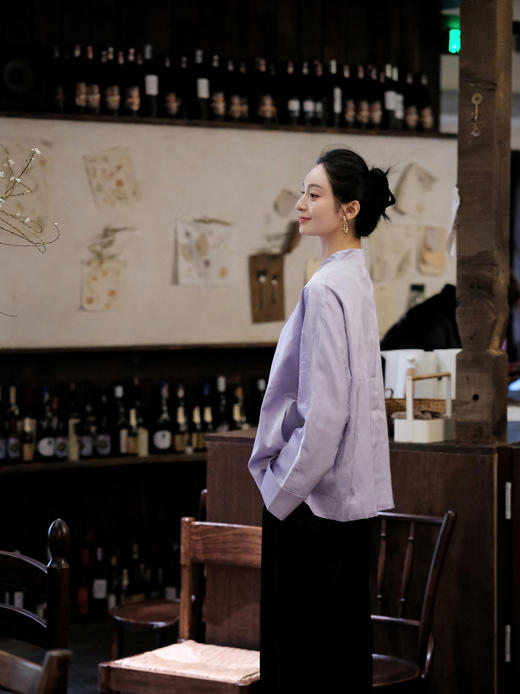 盛唐婧 |金鱼提花一字扣外套-紫色 商品图6