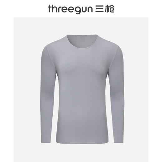 Threegun三枪 真丝木代尔无痕圆领男打底衫-24143A021 商品图0