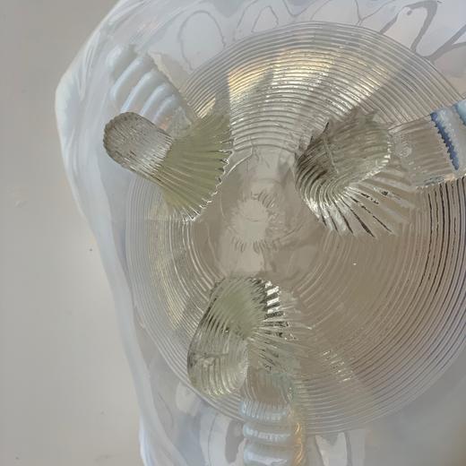 【苏州】美国1910s古董Northwood手工乳白色玻璃三足果盘 商品图2