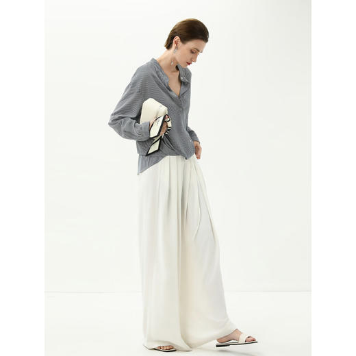 COCOBELLA高腰捏褶气质阔腿裤25春商务垂坠直筒休闲裤PA3027 商品图2