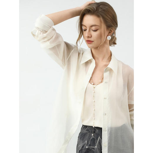 COCOBELLA莱赛尔金葱肌理衬衫女25春夏休闲遮阳开衫SR7069-2 商品图1