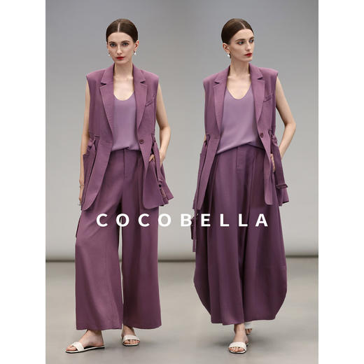 【限时秒杀】COCOBELLA假两件干练马甲夏中长款叠穿西装马夹附腰带WS3011 商品图2