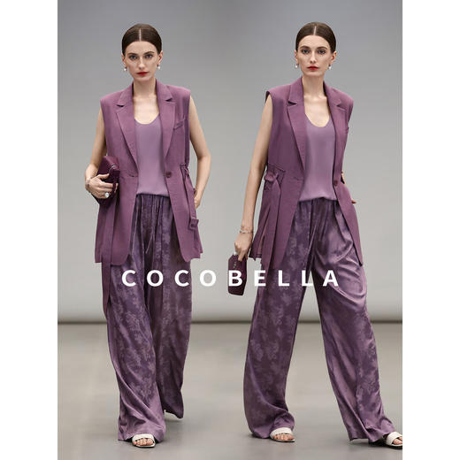 【限时秒杀】COCOBELLA假两件干练马甲夏中长款叠穿西装马夹附腰带WS3011 商品图1
