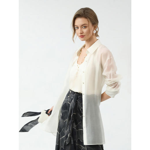 COCOBELLA莱赛尔金葱肌理衬衫女25春夏休闲遮阳开衫SR7069-2 商品图0