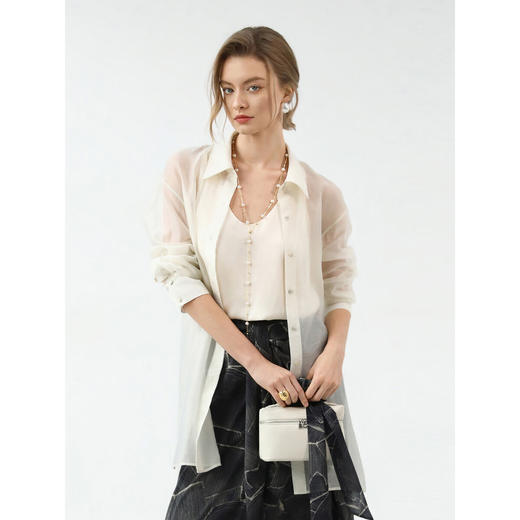 COCOBELLA莱赛尔金葱肌理衬衫女25春夏休闲遮阳开衫SR7069-2 商品图2