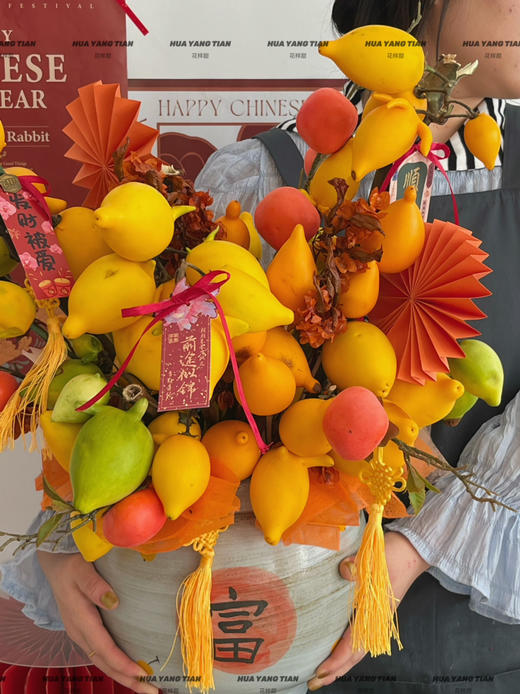 抱福“暴富”盆  （五代黄金果· 瓶花（仿真混合瓶插  可长期摆放 ） 商品图1