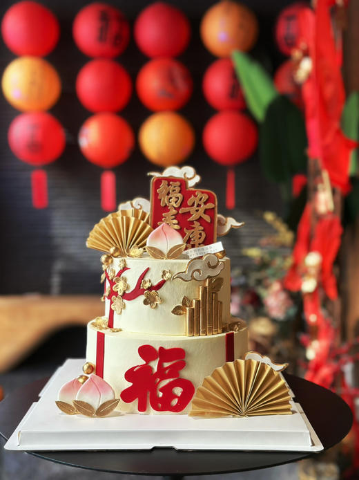 福寿安康翻糖装饰蛋糕，请提前3天以上预定 商品图0