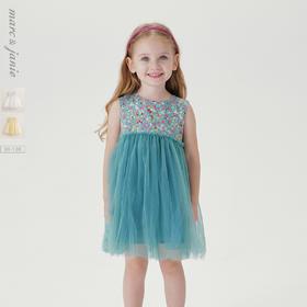 【马克珍妮 芦芙】夏装新款 女童清新碎花轻盈网纱裙230002