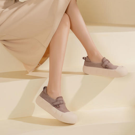 西村名物2025年春季新款超轻厚底增高魔术贴舒适百搭休闲鞋T25AM14931 商品图9