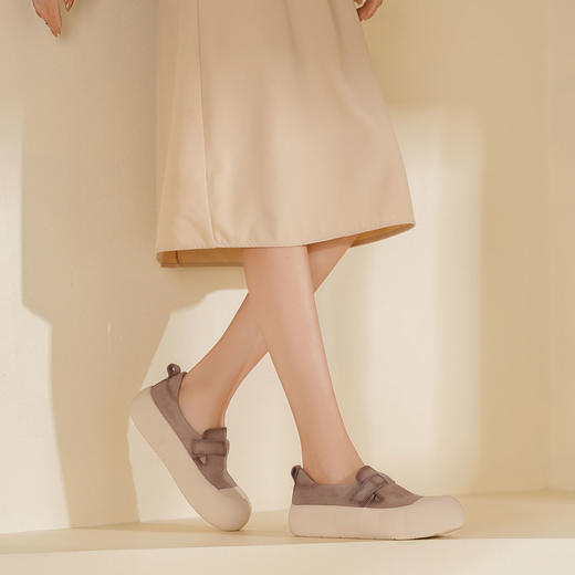 西村名物2025年春季新款超轻厚底增高魔术贴舒适百搭休闲鞋T25AM14931 商品图8