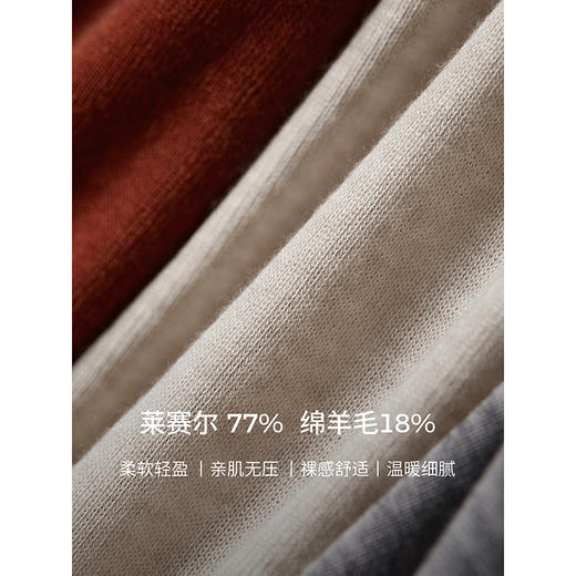 初棉362601007-初棉天丝羊毛荡领正反可穿打底衫奢感微透舒适软糯打底衫 商品图3