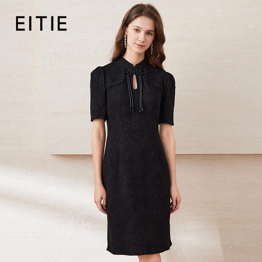 EITIE爱特爱春季新款中式水滴领气质收腰改良旗袍连衣裙7707402 商品图0
