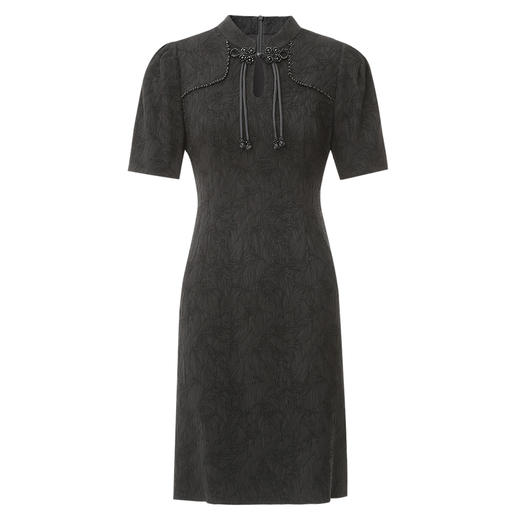 EITIE爱特爱春季新款中式水滴领气质收腰改良旗袍连衣裙7707402 商品图5