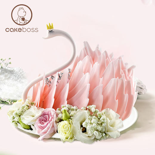 粉天鹅鲜花奶油蛋糕 商品图0