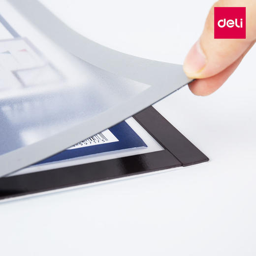 得力50871磁性展示贴营业执照相框银色保护套免钉A4软硬胶套广告框磁力贴 商品图3