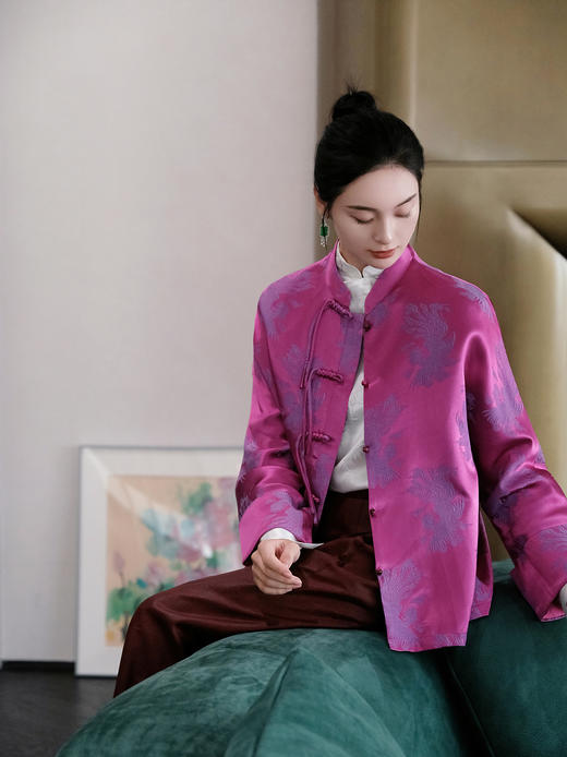 瑕疵|盛唐婧 |桑蚕丝火凤凰紫外套 商品图1
