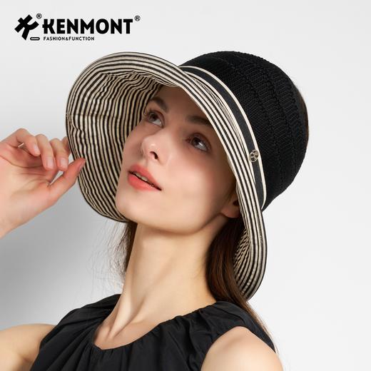 卡蒙半空顶帽条纹可扎马尾度假收纳遮阳帽KM-6201 商品图3