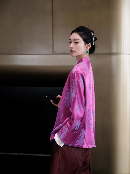 瑕疵|盛唐婧 |桑蚕丝火凤凰紫外套 商品图4