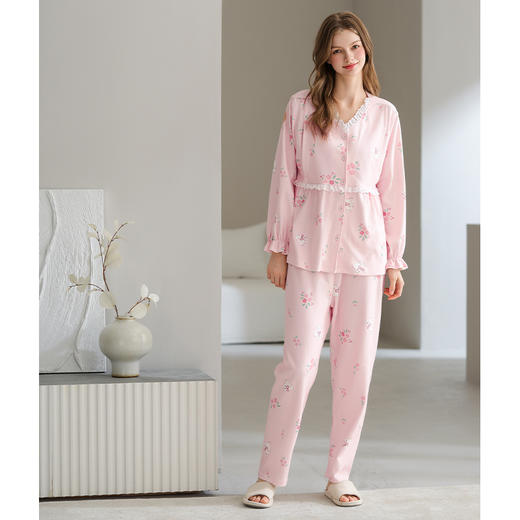 芬腾月子服纯棉春秋季孕妇睡衣女产后喂奶怀孕期产妇哺乳全棉套装 商品图4