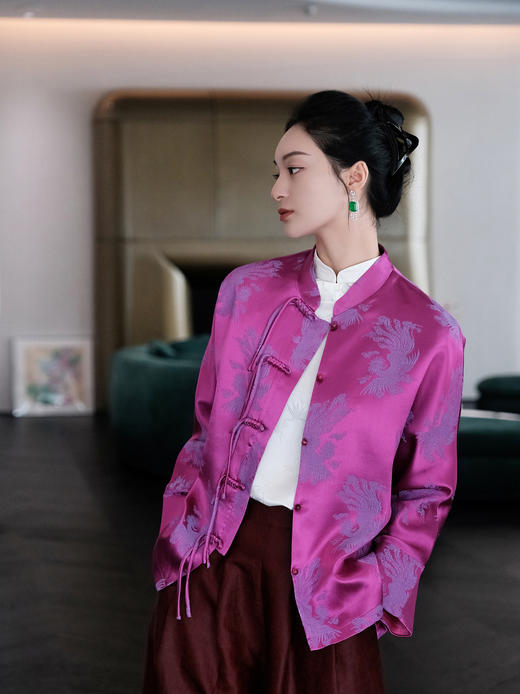 瑕疵|盛唐婧 |桑蚕丝火凤凰紫外套 商品图0