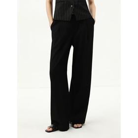 COCOBELLA简约气质25春黑色休闲裤遮胯商务直筒裤西裤PA3059